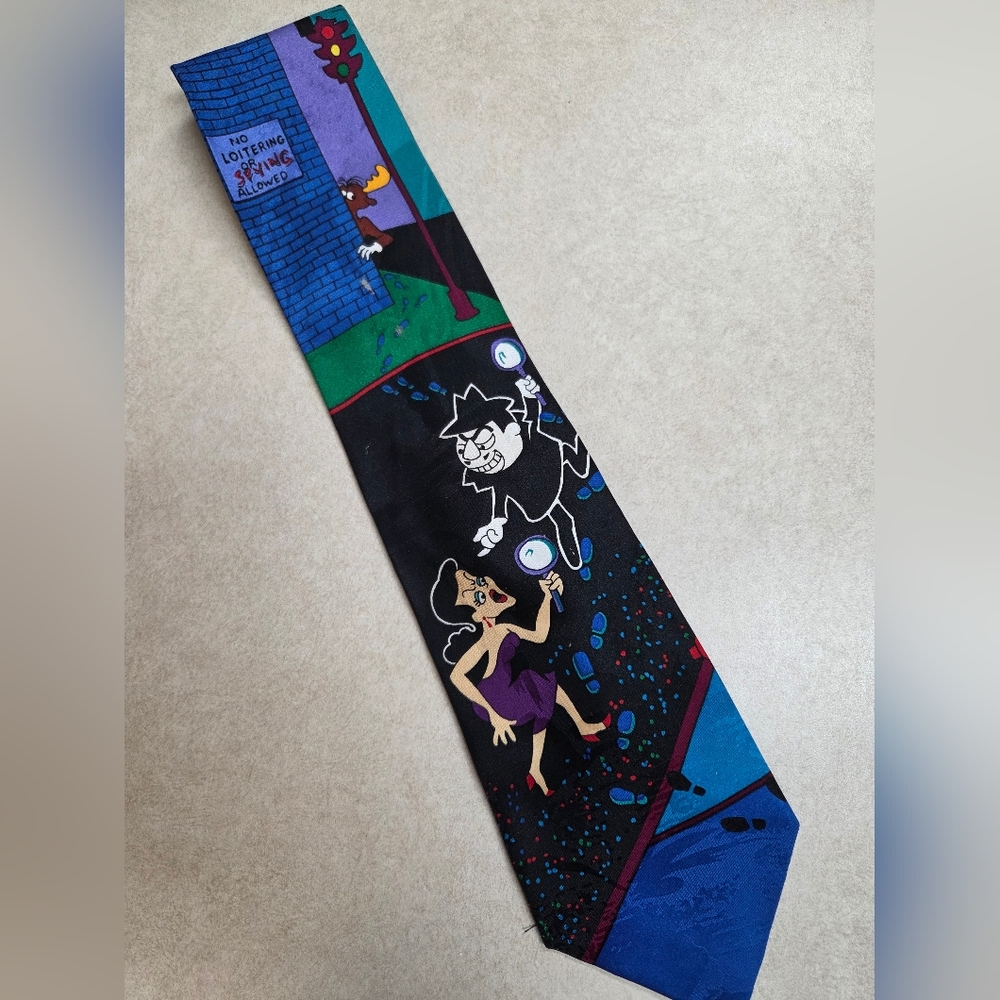 Bolero Black Multicolor "Rocky & Bullwinkle" Neck Tie